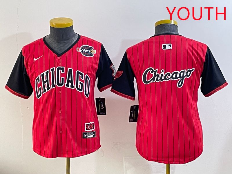 Youth Chicago White Sox Blank Red Stripe Joint Name Nike 2025 MLB Jersey style 17